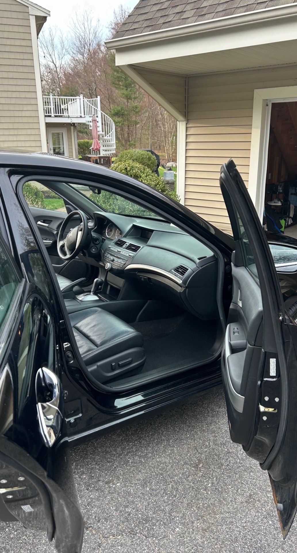 Spotless black leather interior after detailing